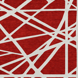 HomeRoots 5' Bold Red and Ivory Geometric Area Rug - Stylish, Washable, Durable for Indoor and Outdoor Use 5' X 8' 600487