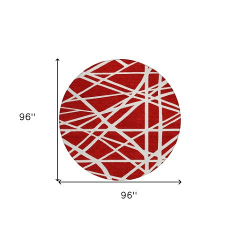 Homeroots 3' Stylish Beige And Ivory Geometric Washable Area Rug For Indoor And Outdoor Spaces - Durable Design 8' Round Polyester 600488