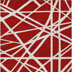 HomeRoots 5' Bold Red and Ivory Geometric Area Rug - Stylish, Washable, Durable for Indoor and Outdoor Use 8' X 10' 600489