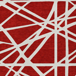 HomeRoots 5' Bold Red and Ivory Geometric Area Rug - Stylish, Washable, Durable for Indoor and Outdoor Use 8' X 10' 600489