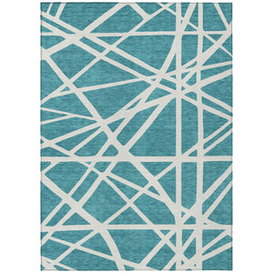 Homeroots 3' Stylish Beige And Ivory Geometric Washable Area Rug For Indoor And Outdoor Spaces - Durable Design 8' X 10' Polyester 600495