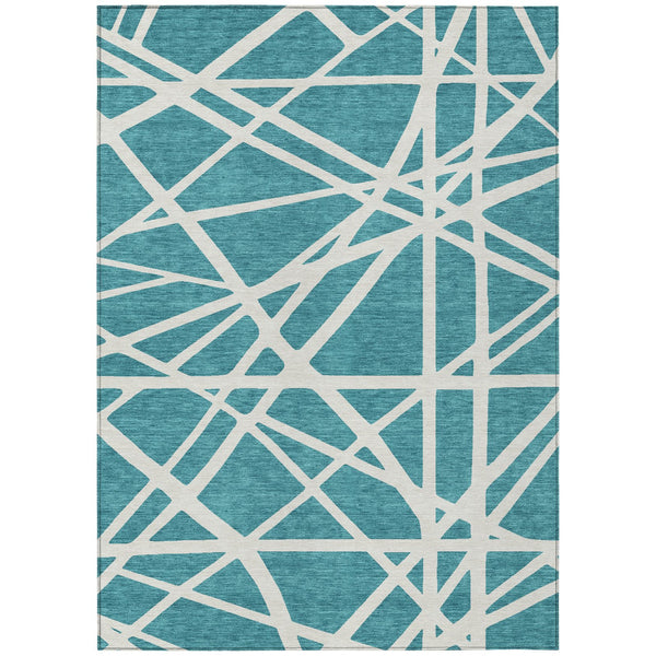 Homeroots 3' Stylish Beige And Ivory Geometric Washable Area Rug For Indoor And Outdoor Spaces - Durable Design 8' X 10' Polyester 600495