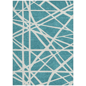 Homeroots 3' Stylish Beige And Ivory Geometric Washable Area Rug For Indoor And Outdoor Spaces - Durable Design 9' X 12' Polyester 600496