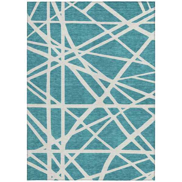 Homeroots 3' Stylish Beige And Ivory Geometric Washable Area Rug For Indoor And Outdoor Spaces - Durable Design 9' X 12' Polyester 600496
