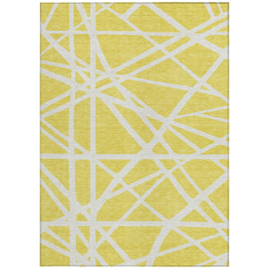 HomeRoots 9' X 12' Yellow Geometric Washable Indoor Outdoor Area Rug - Durable, Stylish, Easy-Care Design! 600502