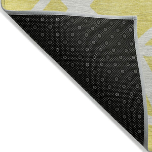 HomeRoots 9' X 12' Yellow Geometric Washable Indoor Outdoor Area Rug - Durable, Stylish, Easy-Care Design! 600502