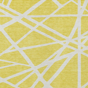 HomeRoots 9' X 12' Yellow Geometric Washable Indoor Outdoor Area Rug - Durable, Stylish, Easy-Care Design! 600502