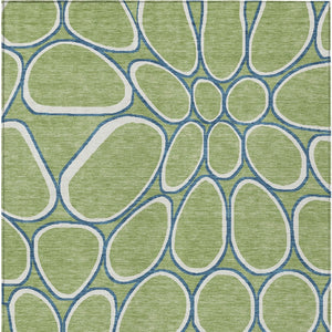 Homeroots 3' Artichoke Green And Ivory Abstract Washable Area Rug For Indoor And Outdoor Use, Durable Design 3' X 5' Polyester 600504
