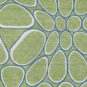 Homeroots 3' Artichoke Green And Ivory Abstract Washable Area Rug For Indoor And Outdoor Use, Durable Design 3' X 5' Polyester 600504