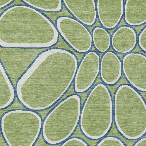 Homeroots 3' Artichoke Green And Ivory Abstract Washable Area Rug For Indoor And Outdoor Use, Durable Design 3' X 5' Polyester 600504