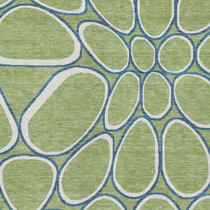 Homeroots 3' Artichoke Green And Ivory Abstract Washable Area Rug For Indoor And Outdoor Use, Durable Design 5' X 8' Polyester 600505