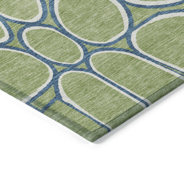 Homeroots 3' Artichoke Green And Ivory Abstract Washable Area Rug For Indoor And Outdoor Use, Durable Design 8' X 10' Polyester 600507