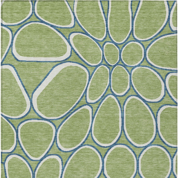 Homeroots 3' Artichoke Green And Ivory Abstract Washable Area Rug For Indoor And Outdoor Use, Durable Design 9' X 12' Polyester 600508
