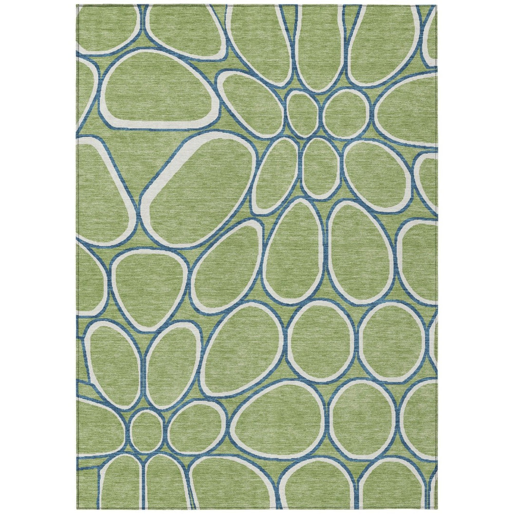 HomeRoots 9' X 12' Artichoke Green Abstract Area Rug – Stylish, Washable, Durable for Indoor & Outdoor Use 600508