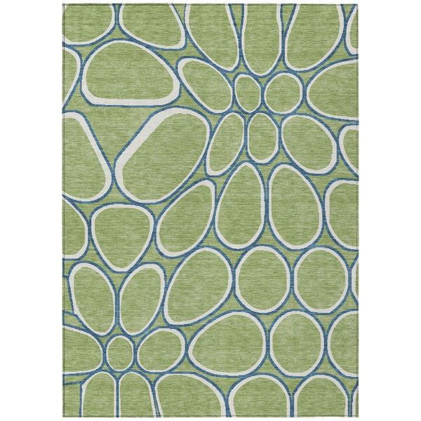 HomeRoots 9' X 12' Artichoke Green Abstract Area Rug – Stylish, Washable, Durable for Indoor & Outdoor Use 600508