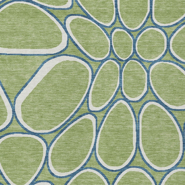 Homeroots 3' Artichoke Green And Ivory Abstract Washable Area Rug For Indoor And Outdoor Use, Durable Design 9' X 12' Polyester 600508