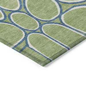 Homeroots 3' Artichoke Green And Ivory Abstract Washable Area Rug For Indoor And Outdoor Use, Durable Design 10' X 14' Polyester 600509