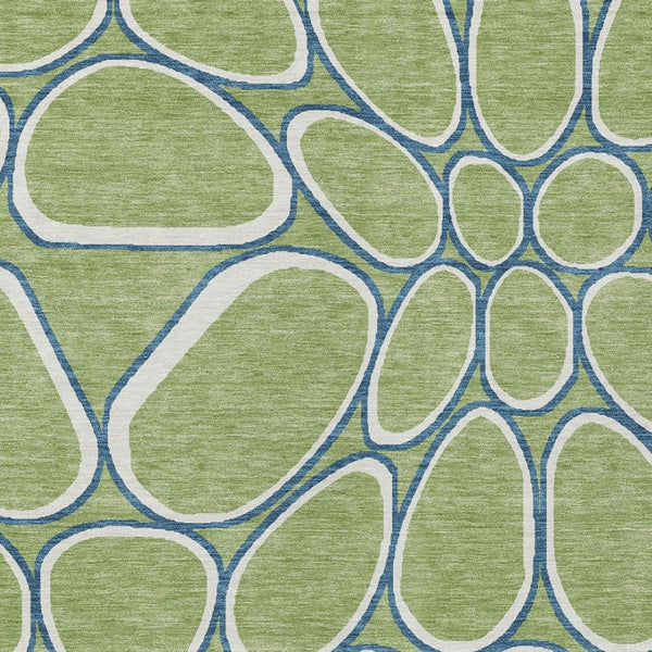 Homeroots 3' Artichoke Green And Ivory Abstract Washable Area Rug For Indoor And Outdoor Use, Durable Design 10' X 14' Polyester 600509