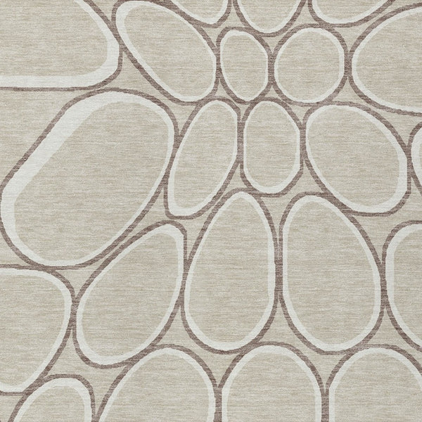 Homeroots 3' Artichoke Green And Ivory Abstract Washable Area Rug For Indoor And Outdoor Use, Durable Design 3' X 5' Polyester 600510