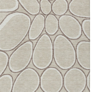 Homeroots 3' Artichoke Green And Ivory Abstract Washable Area Rug For Indoor And Outdoor Use, Durable Design 5' X 8' Polyester 600511