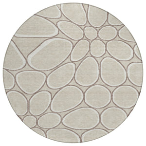 HomeRoots 5' Abstract Beige and Brown Area Rug – Durable, Washable Indoor/Outdoor Design for Stylish Spaces 8' Round 600512
