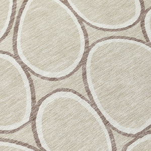 Homeroots 3' Artichoke Green And Ivory Abstract Washable Area Rug For Indoor And Outdoor Use, Durable Design 8' Round Polyester 600512