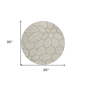 Homeroots 3' Artichoke Green And Ivory Abstract Washable Area Rug For Indoor And Outdoor Use, Durable Design 8' Round Polyester 600512