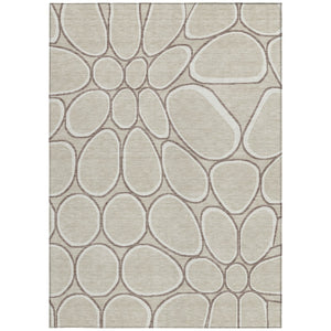 Homeroots 3' Artichoke Green And Ivory Abstract Washable Area Rug For Indoor And Outdoor Use, Durable Design 8' X 10' Polyester 600513