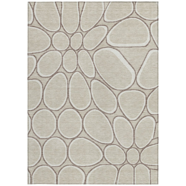 Homeroots 3' Artichoke Green And Ivory Abstract Washable Area Rug For Indoor And Outdoor Use, Durable Design 8' X 10' Polyester 600513