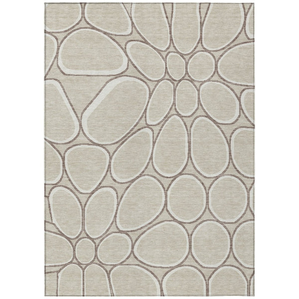 HomeRoots 5' Abstract Beige and Brown Area Rug – Durable, Washable Indoor/Outdoor Design for Stylish Spaces 8' X 10' 600513