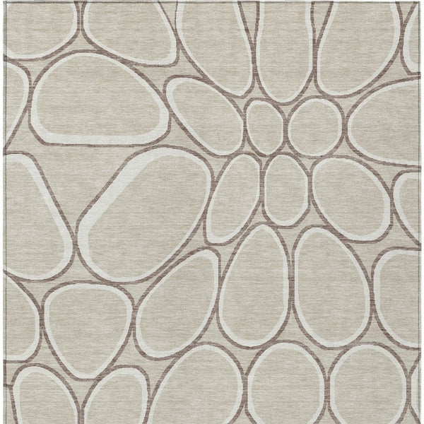 Homeroots 3' Artichoke Green And Ivory Abstract Washable Area Rug For Indoor And Outdoor Use, Durable Design 9' X 12' Polyester 600514