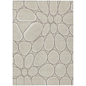 HomeRoots 9' X 12' Beige and Brown Abstract Area Rug - Washable, Durable, Stylish for Indoor and Outdoor Spaces 600514