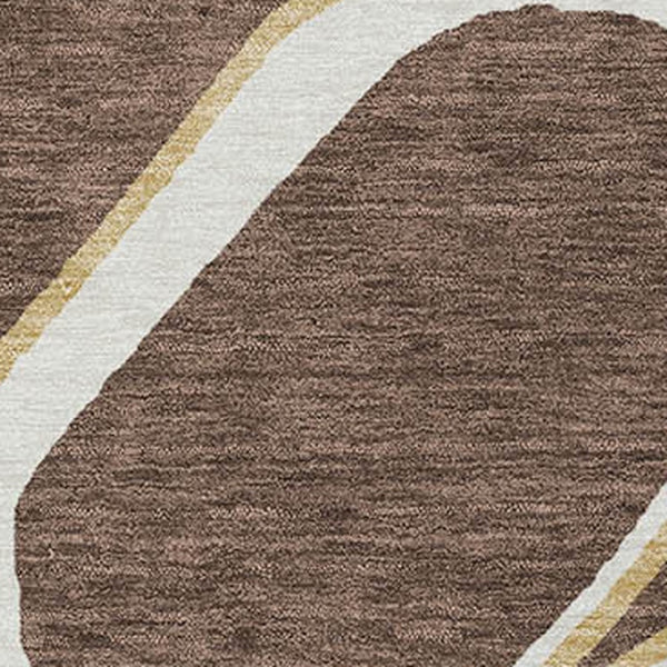 Homeroots 3' Artichoke Green And Ivory Abstract Washable Area Rug For Indoor And Outdoor Use, Durable Design 3' X 5' Polyester 600522