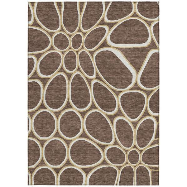Homeroots 3' Artichoke Green And Ivory Abstract Washable Area Rug For Indoor And Outdoor Use, Durable Design 5' X 8' Polyester 600523