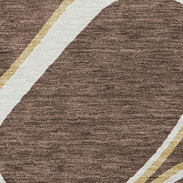 Homeroots 3' Artichoke Green And Ivory Abstract Washable Area Rug For Indoor And Outdoor Use, Durable Design 9' X 12' Polyester 600526