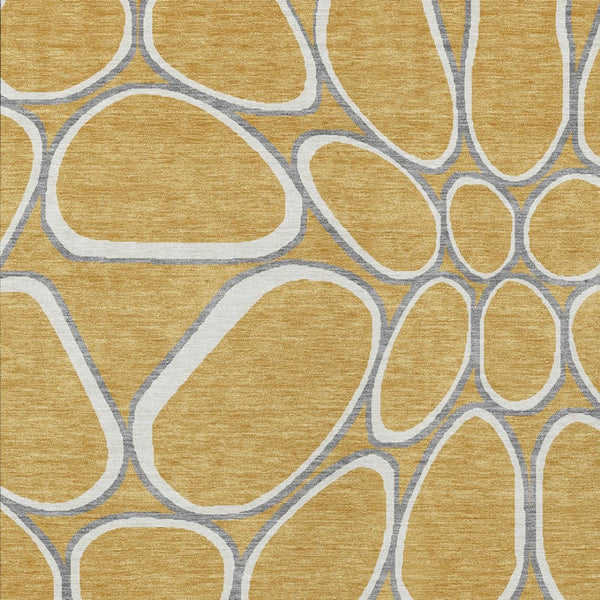 Homeroots 3' Artichoke Green And Ivory Abstract Washable Area Rug For Indoor And Outdoor Use, Durable Design 5' X 8' Polyester 600529