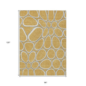 Homeroots 3' Artichoke Green And Ivory Abstract Washable Area Rug For Indoor And Outdoor Use, Durable Design 8' X 10' Polyester 600531