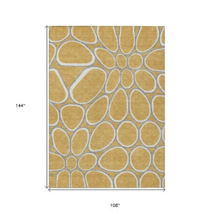Homeroots 3' Artichoke Green And Ivory Abstract Washable Area Rug For Indoor And Outdoor Use, Durable Design 9' X 12' Polyester 600532