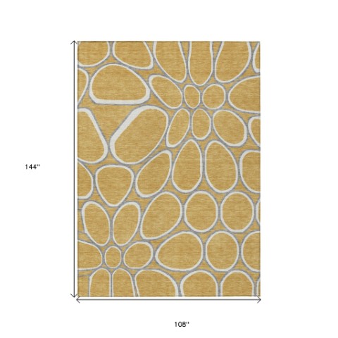 Homeroots 3' Artichoke Green And Ivory Abstract Washable Area Rug For Indoor And Outdoor Use, Durable Design 9' X 12' Polyester 600532