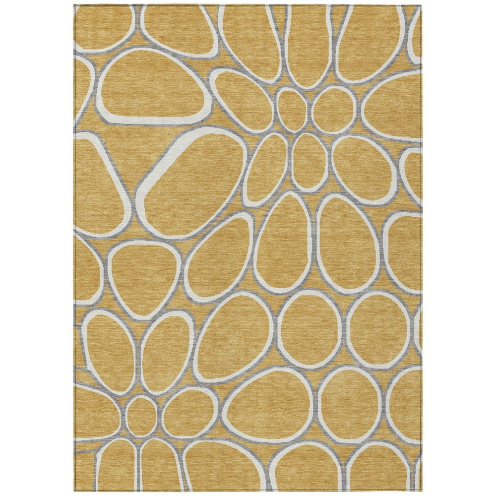 HomeRoots 9' X 12' Gold Gray Ivory Area Rug - Stylish Abstract Design, Washable & Durable for Indoor/Outdoor Use 600532