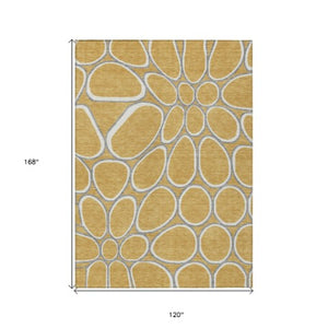 Homeroots 3' Artichoke Green And Ivory Abstract Washable Area Rug For Indoor And Outdoor Use, Durable Design 10' X 14' Polyester 600533