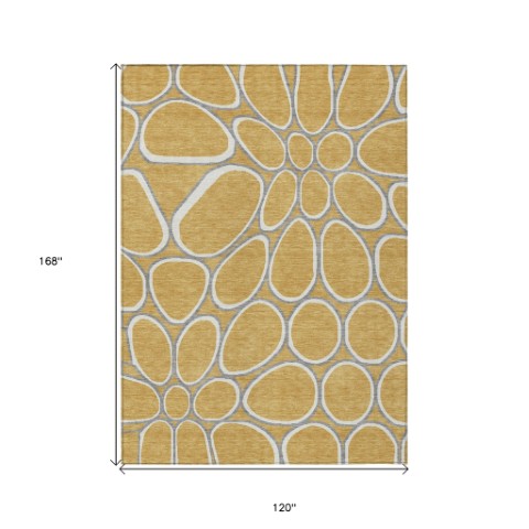 Homeroots 3' Artichoke Green And Ivory Abstract Washable Area Rug For Indoor And Outdoor Use, Durable Design 10' X 14' Polyester 600533