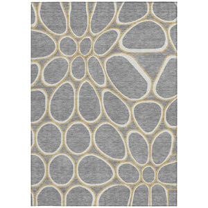 Homeroots 3' Artichoke Green And Ivory Abstract Washable Area Rug For Indoor And Outdoor Use, Durable Design 5' X 8' Polyester 600535