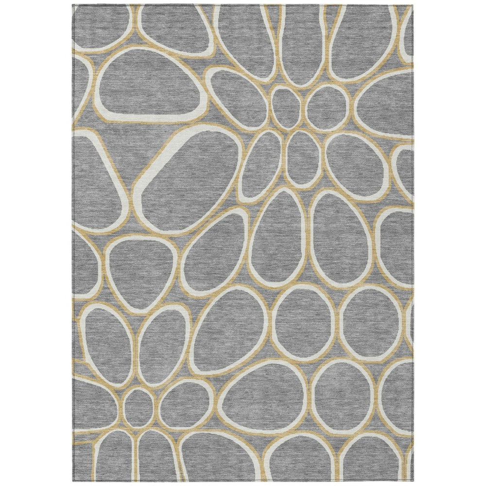 HomeRoots 9' Modern Abstract Washable Area Rug in Gray, Ivory & Beige – Durable for Indoor & Outdoor Use 600538