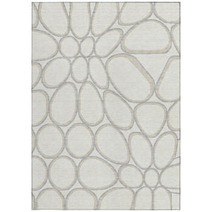 Homeroots 3' Artichoke Green And Ivory Abstract Washable Area Rug For Indoor And Outdoor Use, Durable Design 3' X 5' Polyester 600540