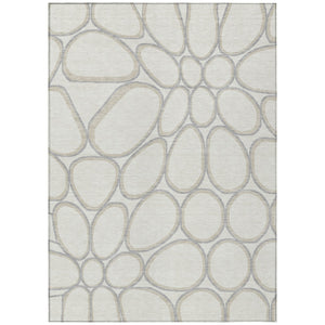 HomeRoots 5' Modern Ivory and Gray Abstract Washable Area Rug for Indoor and Outdoor Spaces, Durable & Stylish 8' X 10' 600543