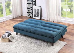 English Elm Casual Blue Textured Fabric Sleeper Sofa with Adjustable Back for Studio or Guest Room B011P261200