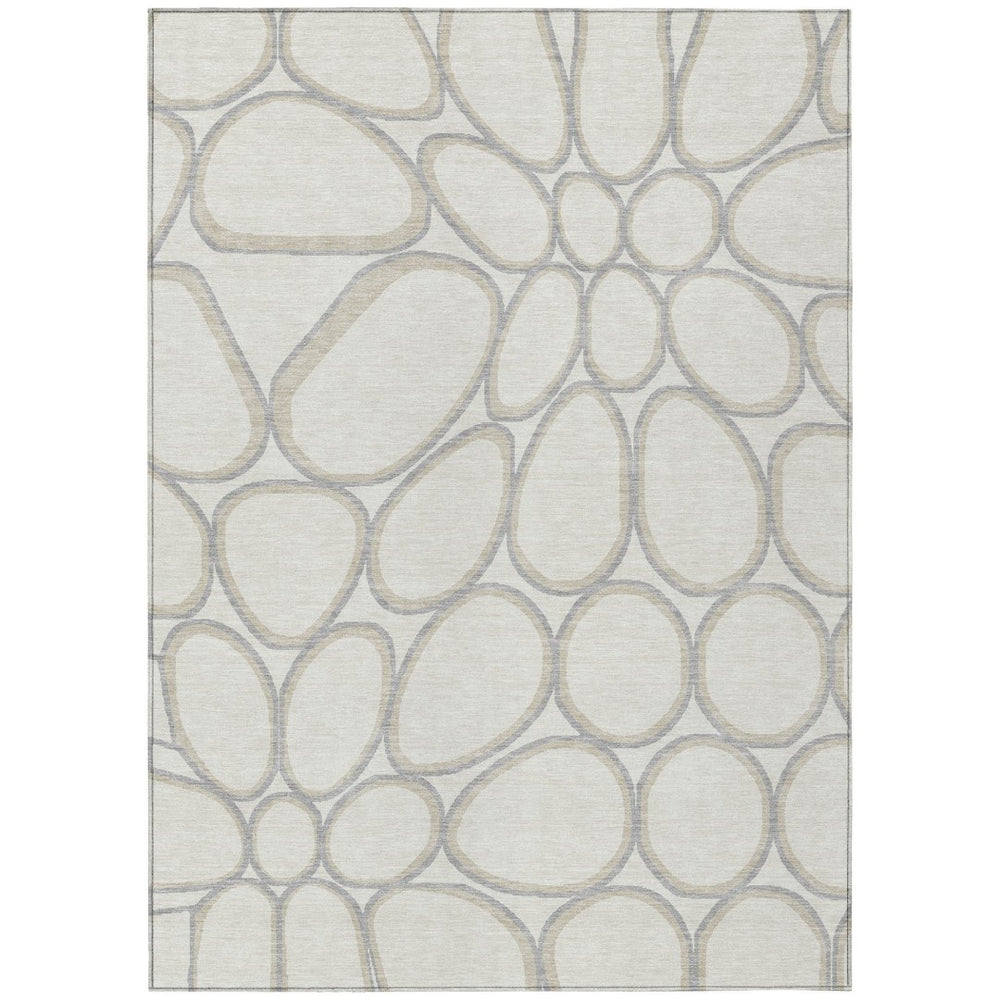 HomeRoots 9' X 12' Stylish Ivory and Gray Abstract Washable Area Rug for Indoor and Outdoor Spaces 600544