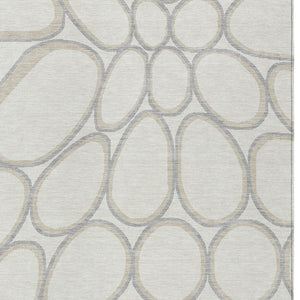 Homeroots 3' Artichoke Green And Ivory Abstract Washable Area Rug For Indoor And Outdoor Use, Durable Design 10' X 14' Polyester 600545