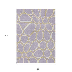 Homeroots 3' Artichoke Green And Ivory Abstract Washable Area Rug For Indoor And Outdoor Use, Durable Design 5' X 8' Polyester 600547